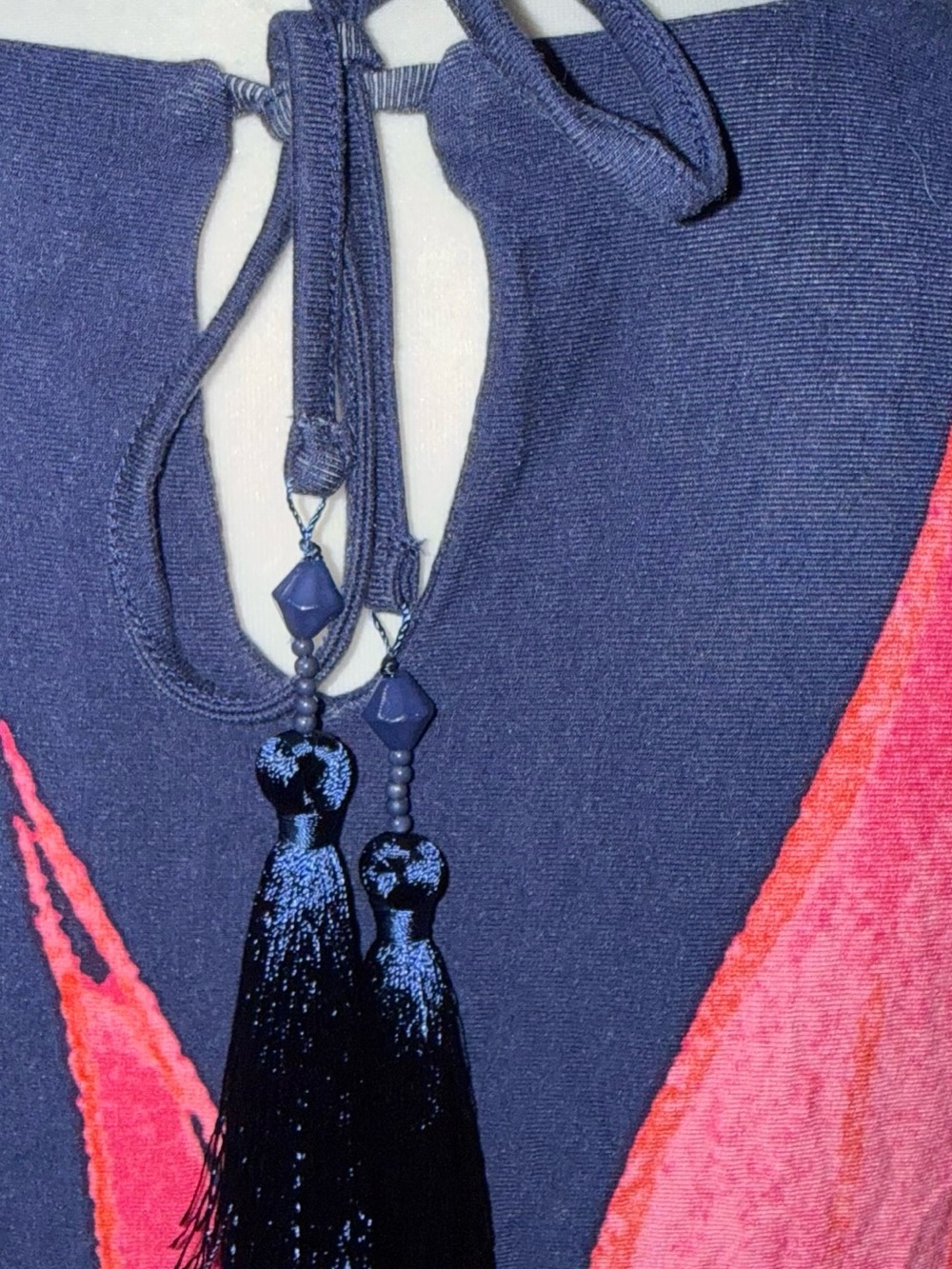 Tommy Bahama Jasmina Perfectly Palm Maxi Dress Navy Coral Pink Blue Sz Medium - Picture 5 of 9
